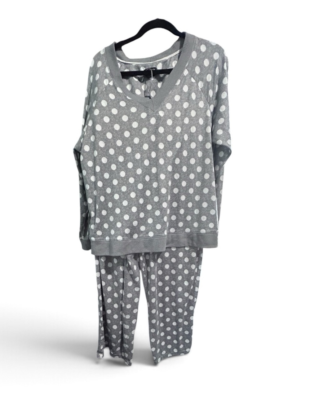 kate spade Gray with White Polka Dot Two-Piece Pajama Set